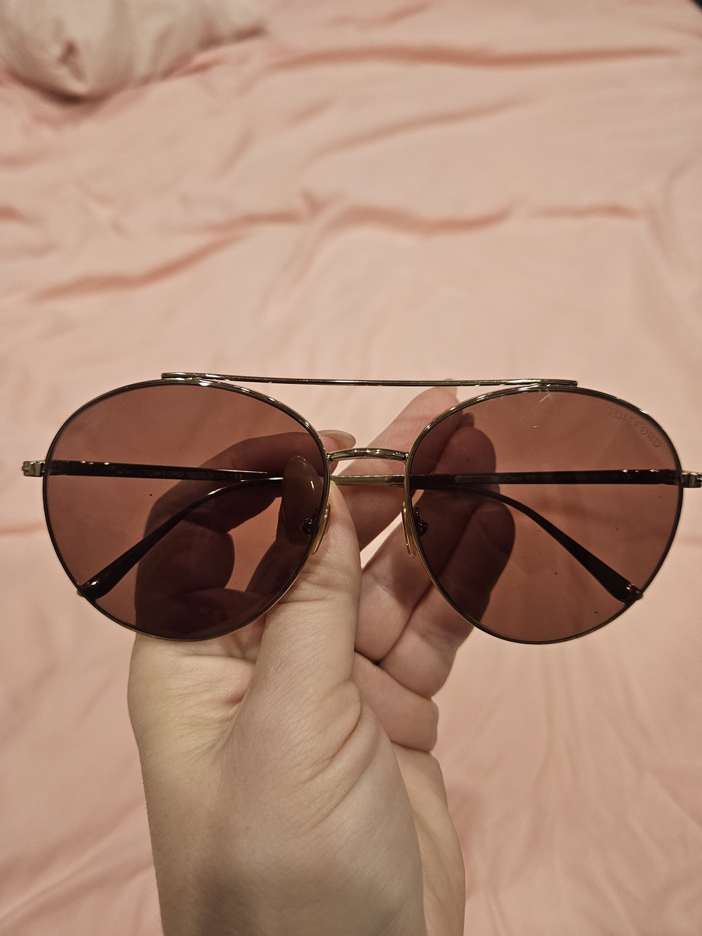Tom Ford Gold Frame with Rose Brown Lenses Aviator Sunglasses